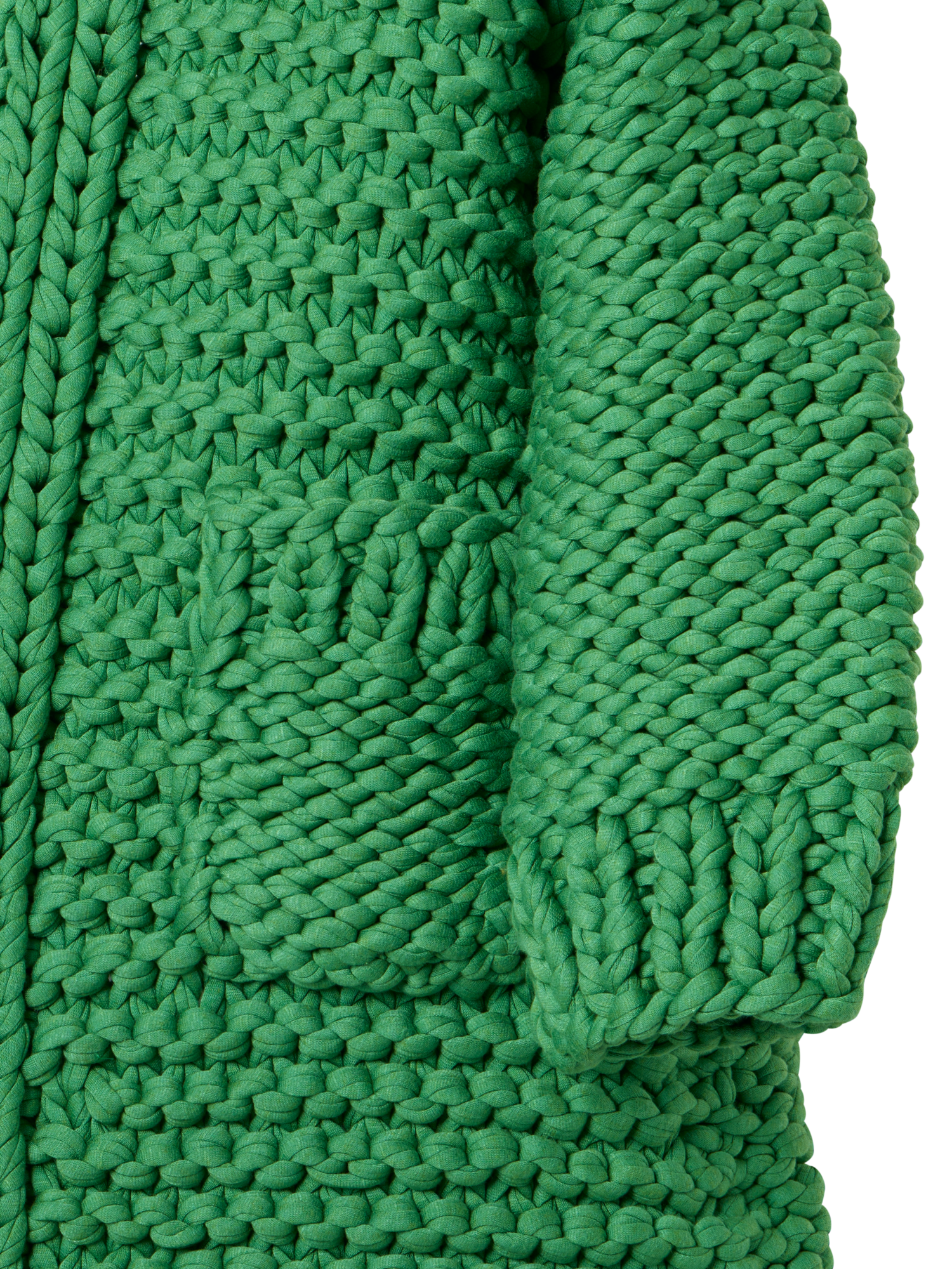 Designer Structured Handknit Hooded Coat - green