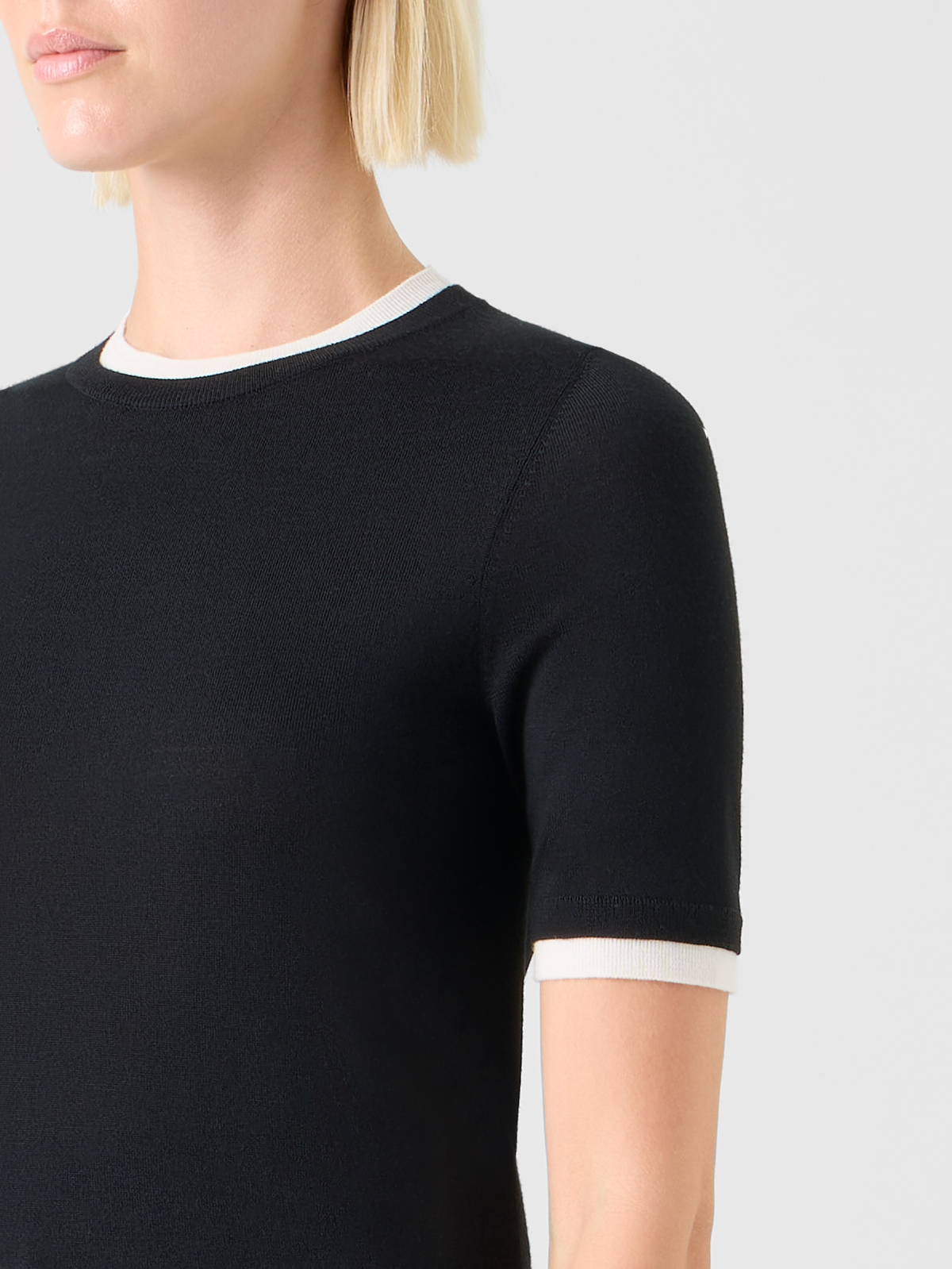 Designer Trompe l’Oeil Layered Wool Sweaterl - black - ecru #editorial