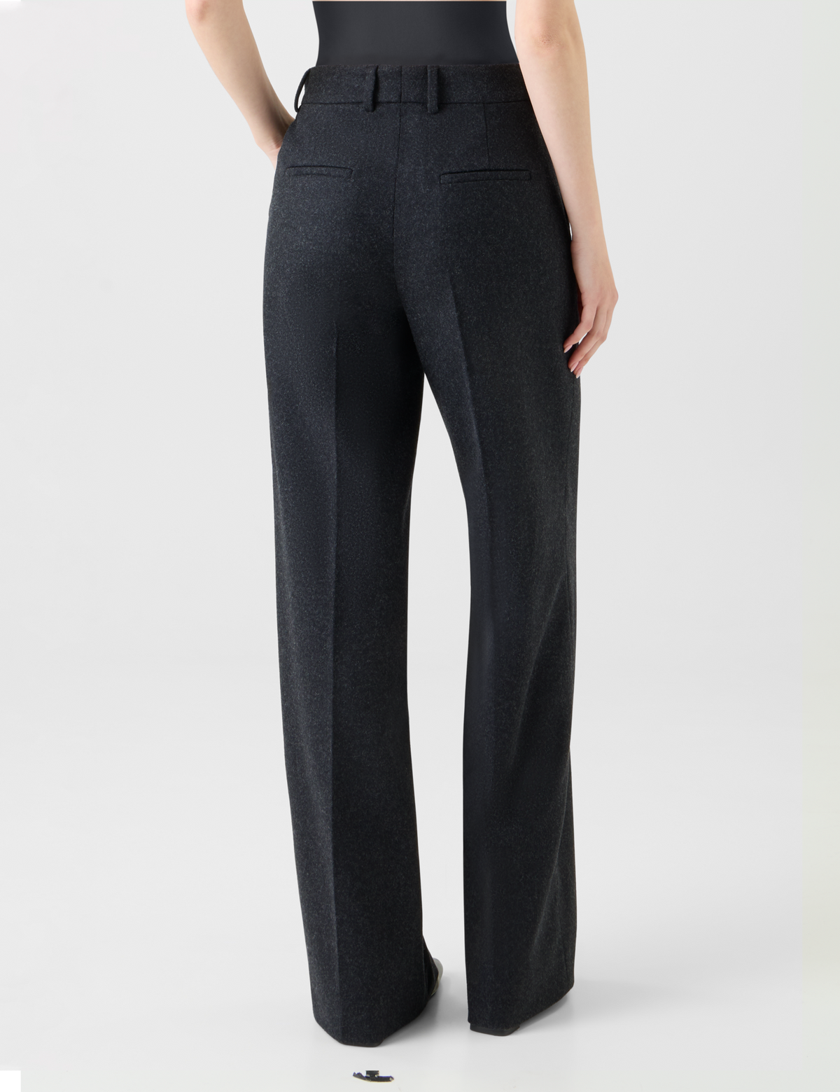 Designer Wide Straight Wool Flannel Pants - neutral - grey #editorial