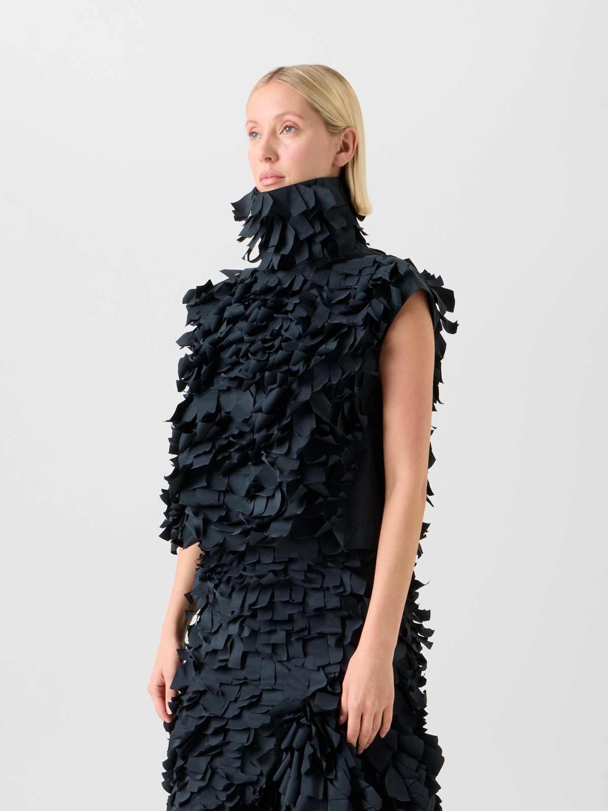 Designer Boxy Techno Top with Taffeta Ribbons - black - neutral #editorial