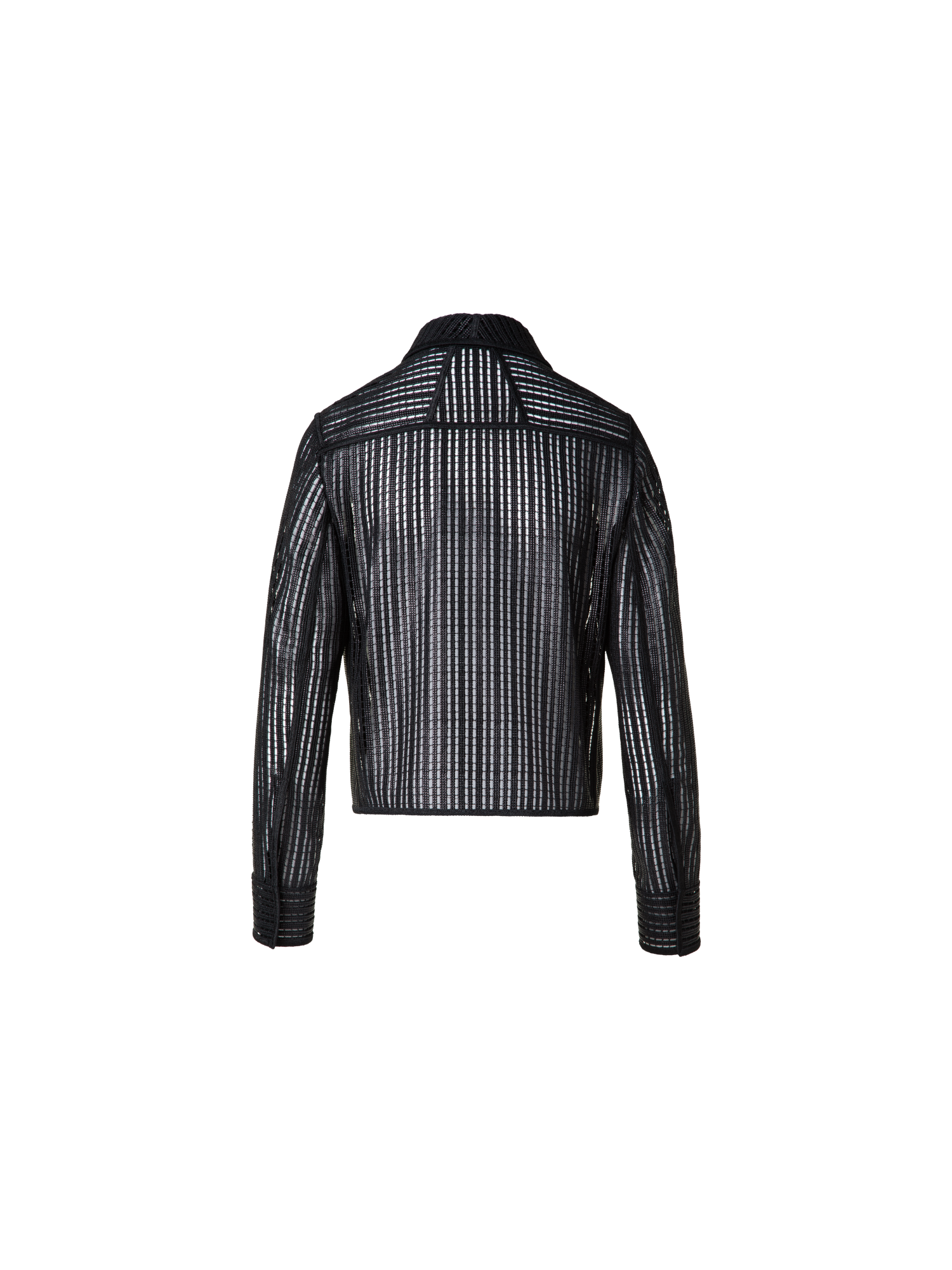 Designer Shirt Jacket with Stripes Embroidery - black