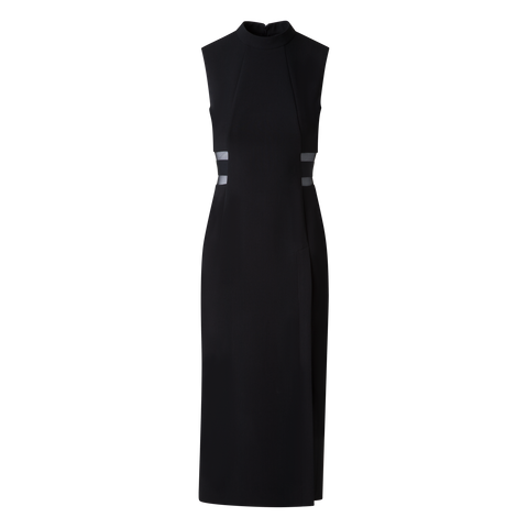 Evening Sheath Dress with Tulle Waist Inset Black / 10 Evening Sheath Dress with Tulle Waist Inset Black / 10