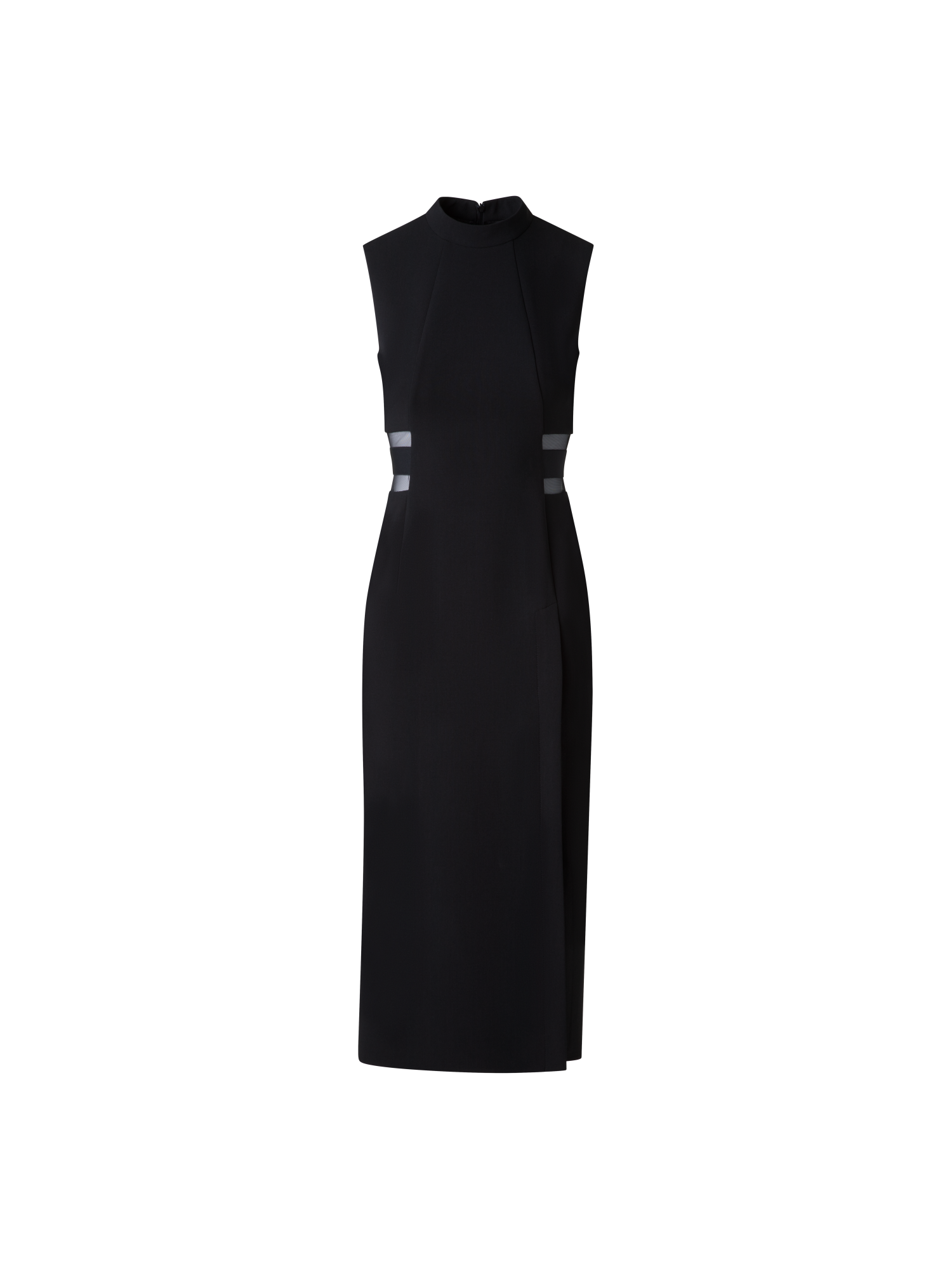 Evening Sheath Dress with Tulle Waist Inset Black / 10