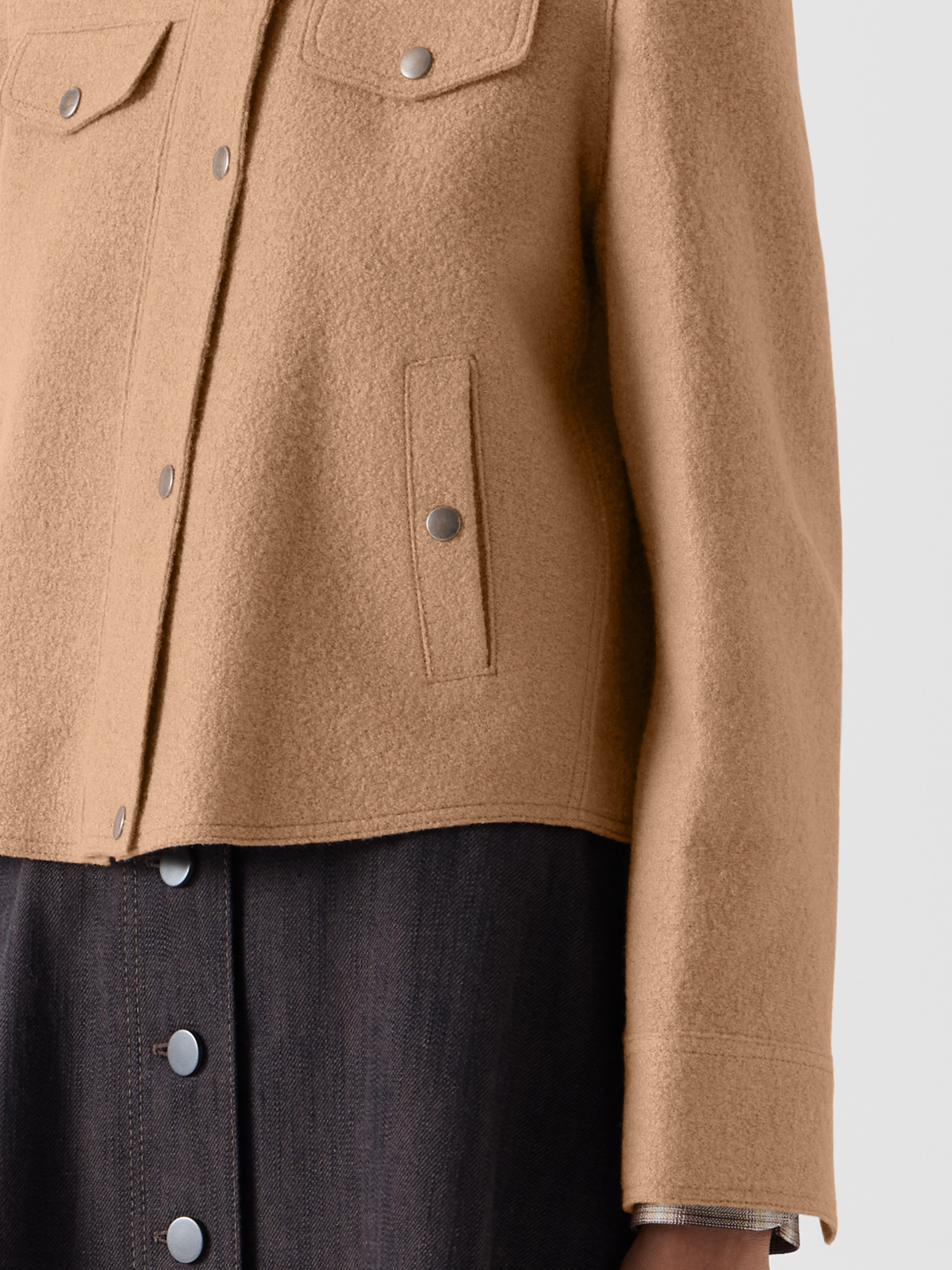 Designer Denim Style Jacket in Boiled Wool - brown 
