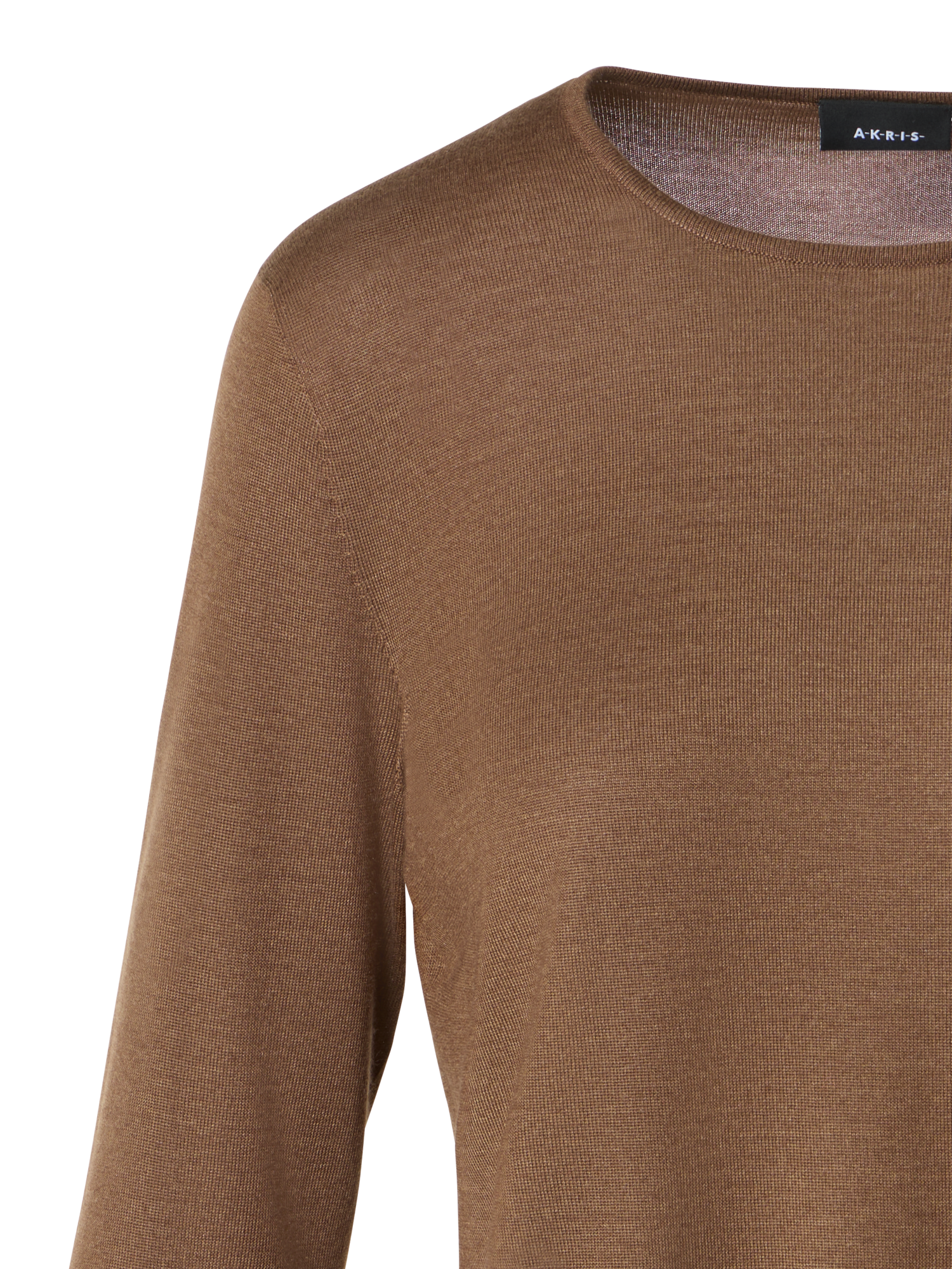 Designer Seamless Crew Neck Sweater in Cashmere Silk - brown