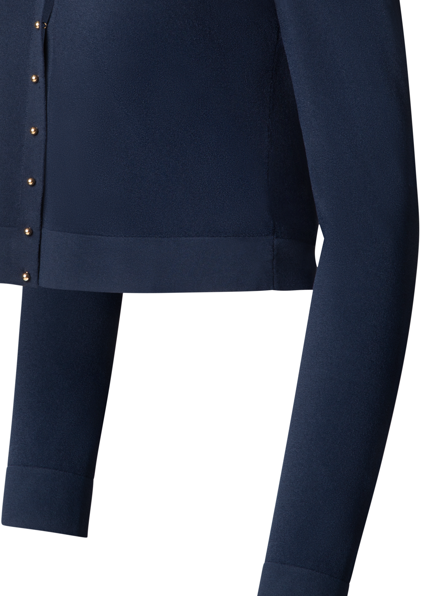 Designer Cropped Cardigan with Gold Buttons - navy - blue