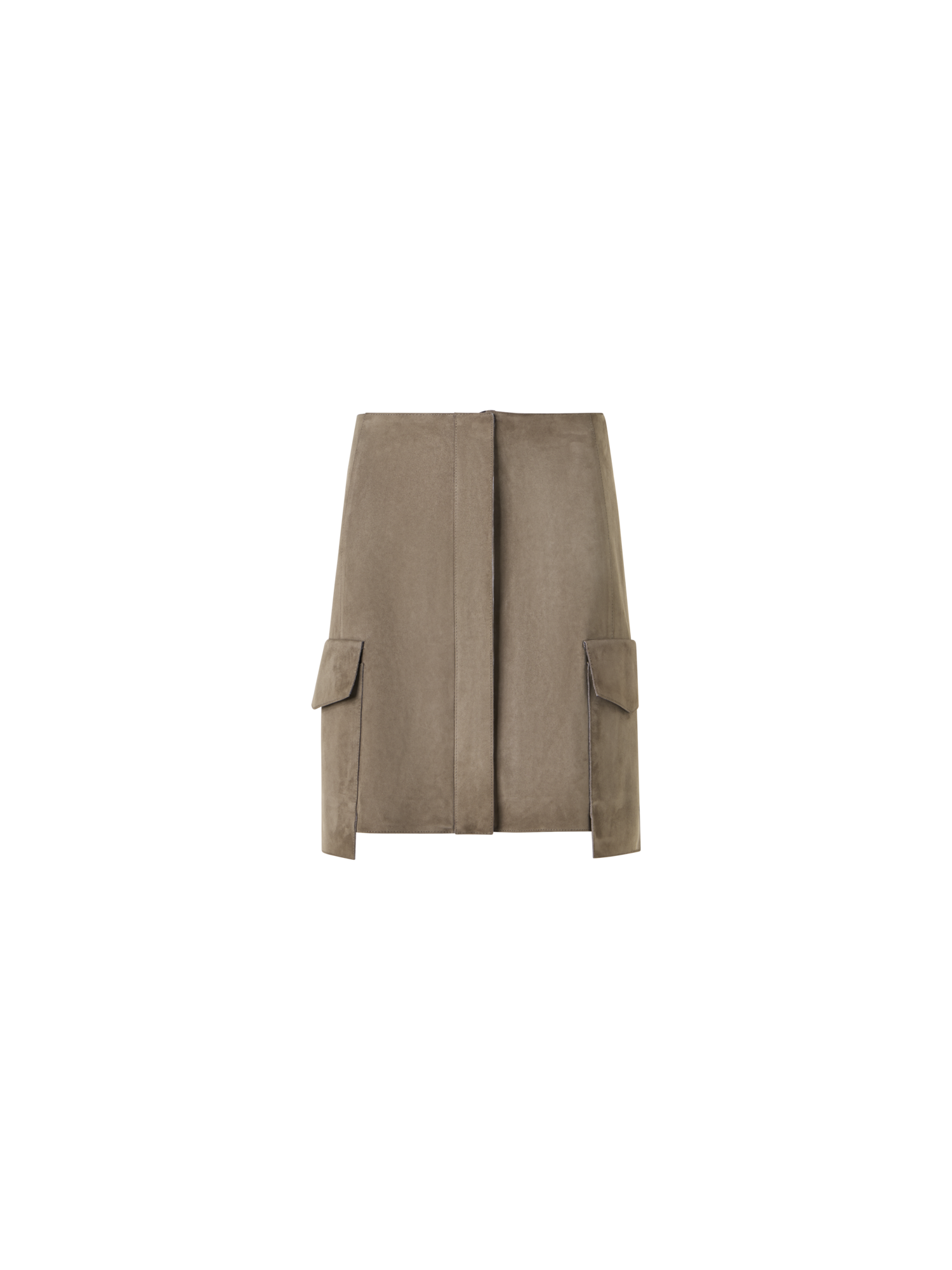 Designer Suede Mini Skirt with Patch Pockets - neutral - beige