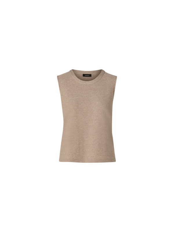 Designer Linen Sequins Knit Tank - pink