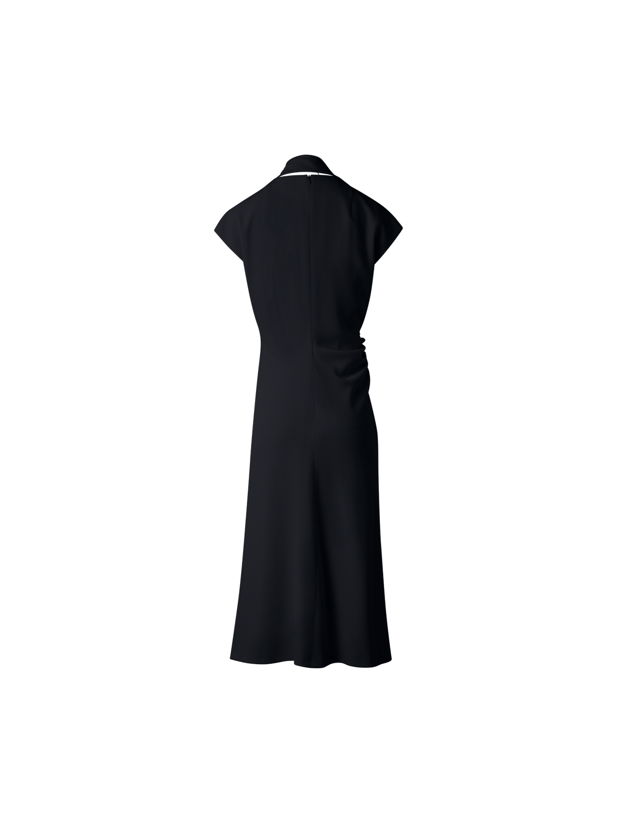 Designer Fitted Midi Dress with Detachable Bow - black