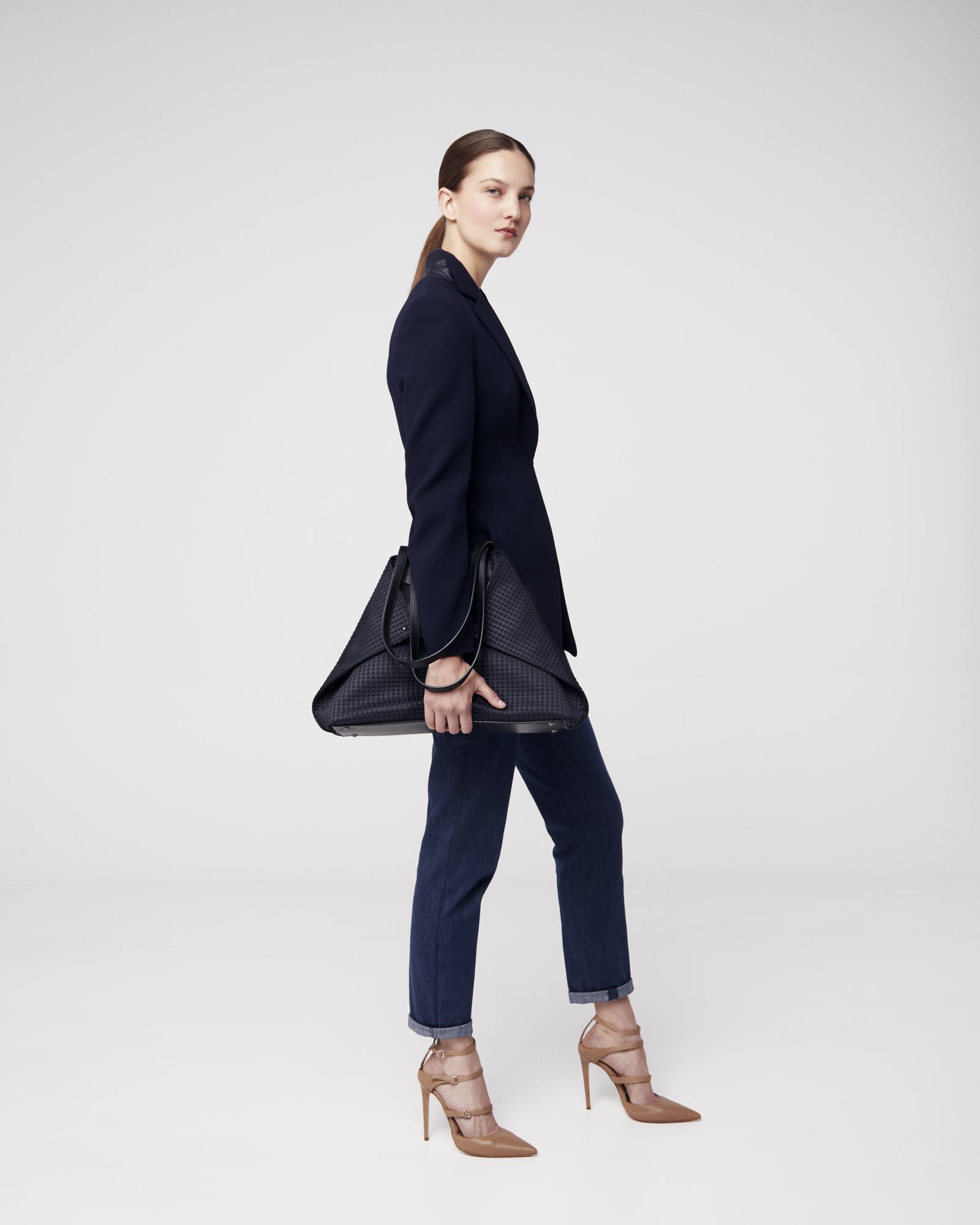 Designer Slim Cotton Denim Stretch Pants - black - grey 