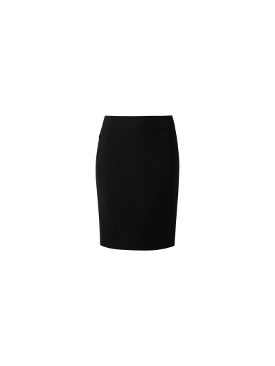 Designer Wool Double-Face Pencil Skirt with Zip Pockets - black
