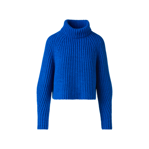 Cropped Cashmere Chunky Rib Turtle Neck Sweater