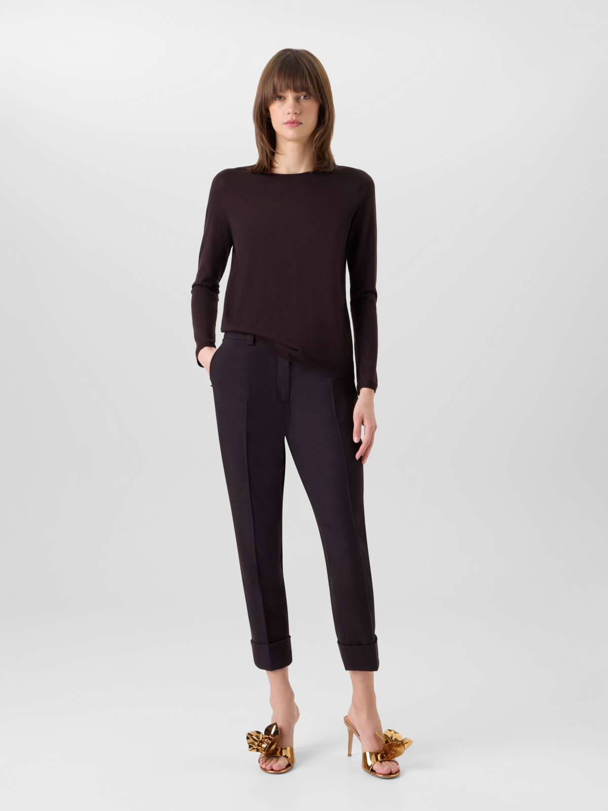 Designer Cuffed Tapered Flannel Pants 