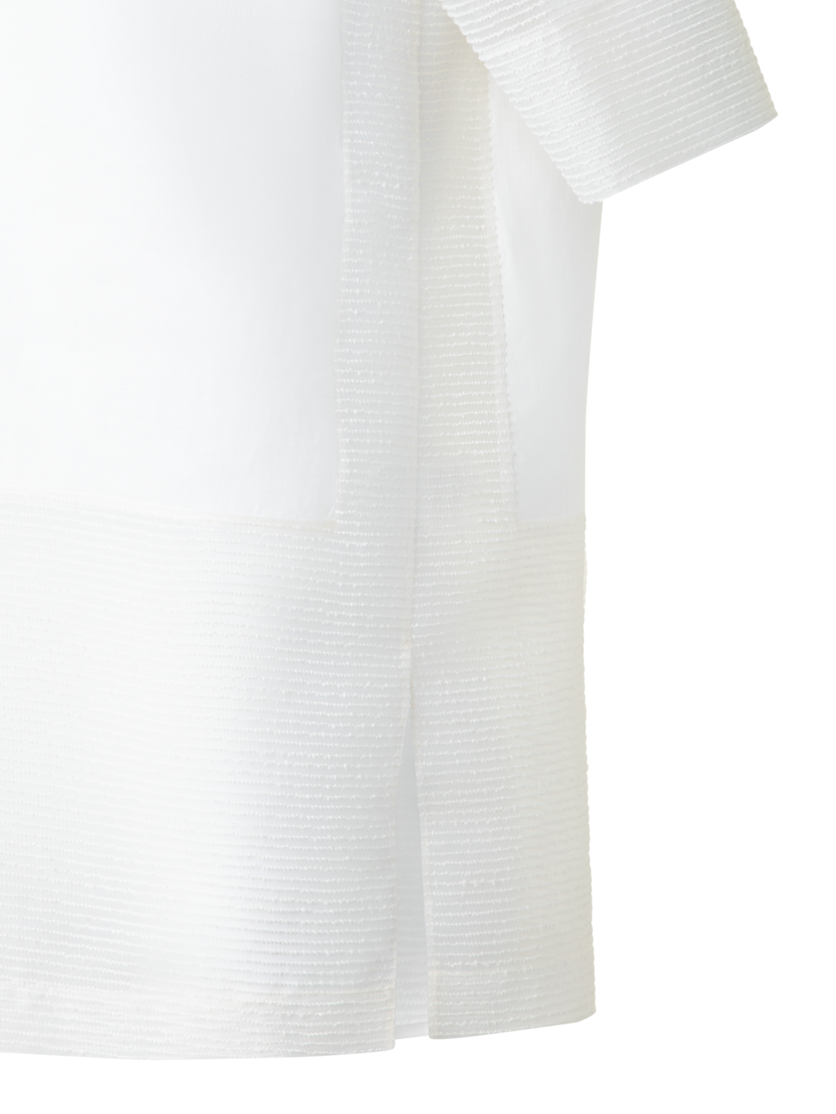 Designer Linen Tunic Blouse with Sheer Sleeves and Side - neutral - ecru - white