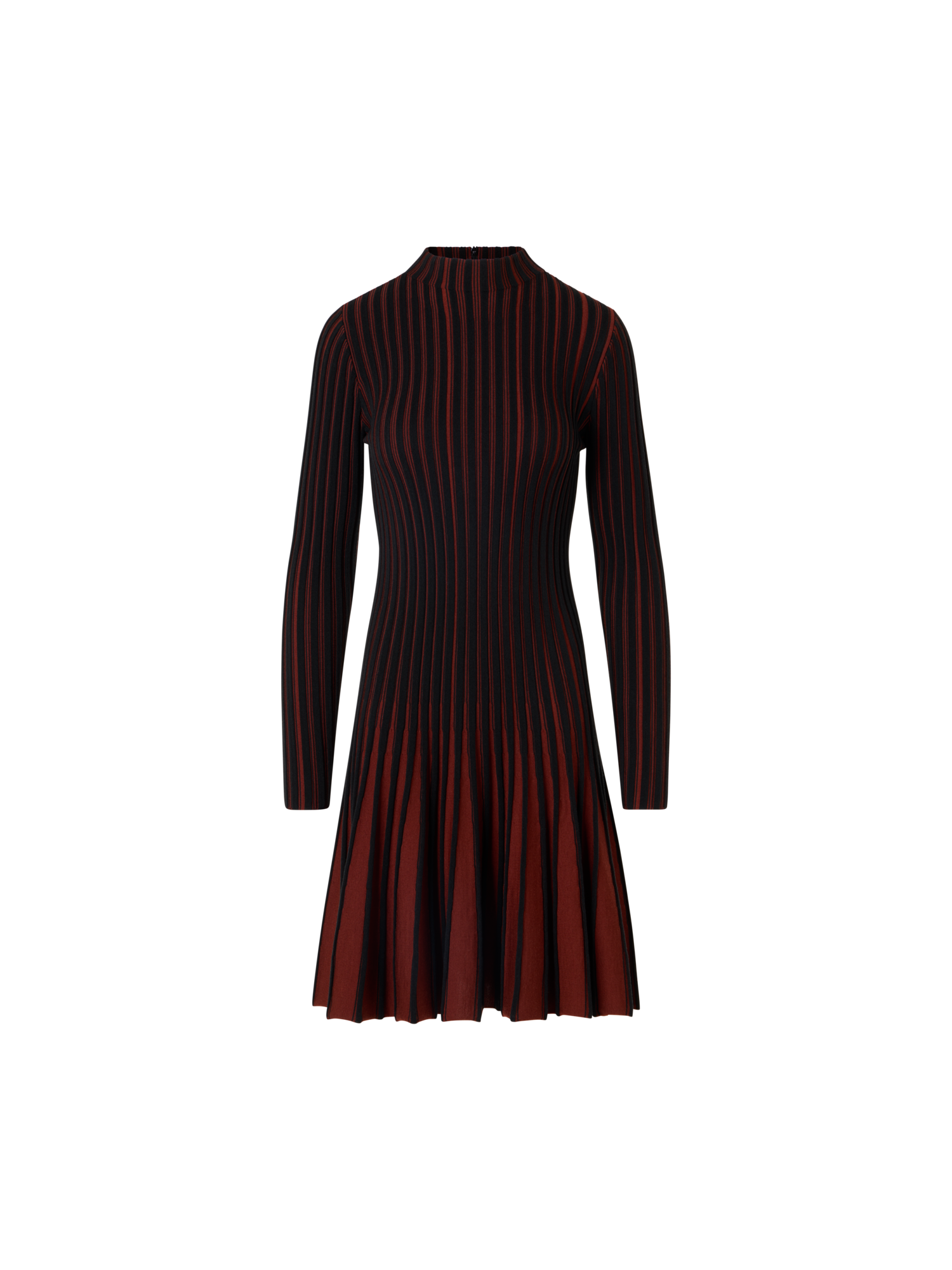 Designer Fit-and-Flare Ribbed Knit Dress - black - multicolor