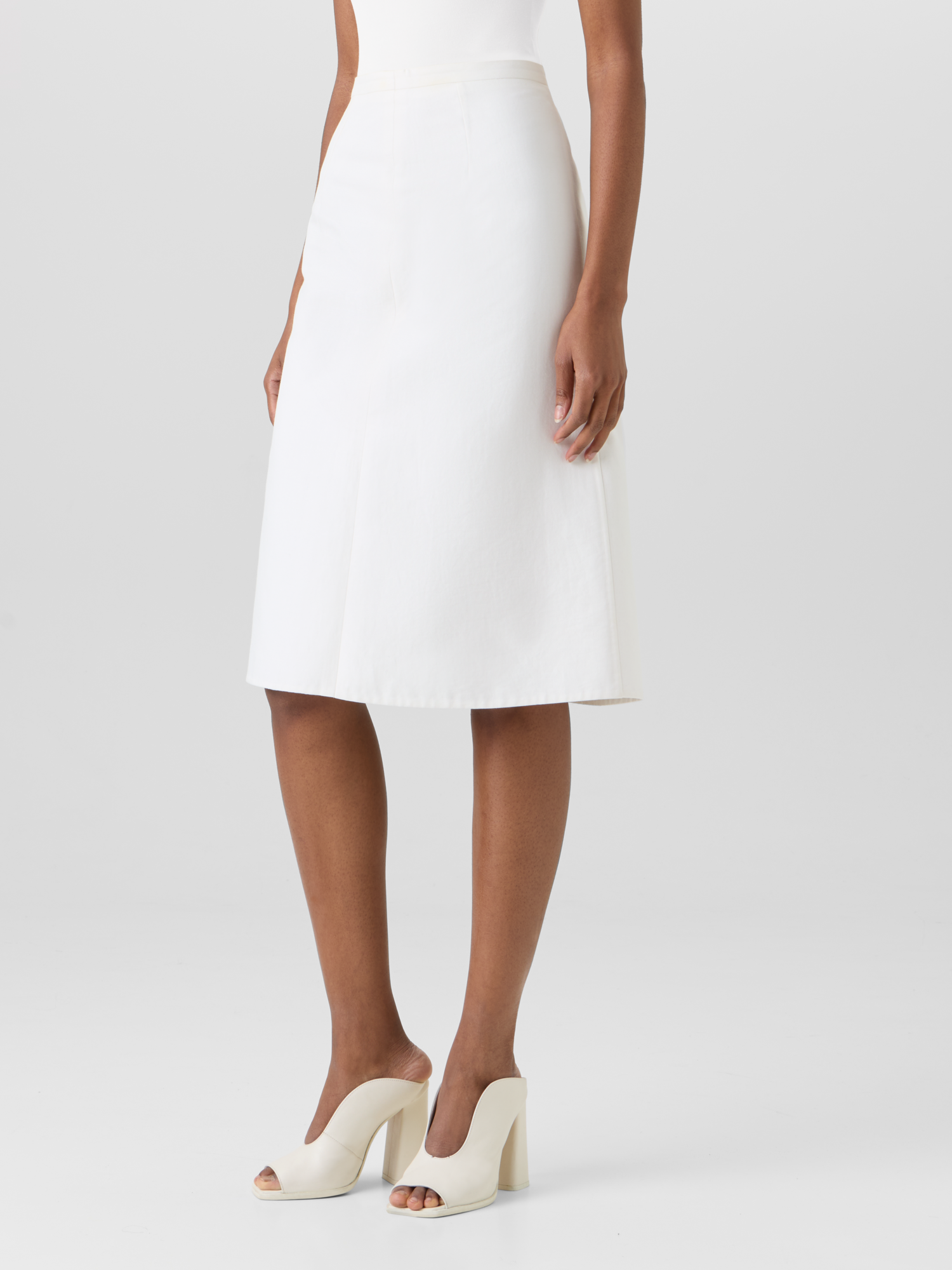 Designer Cotton-Silk Double-Face Skirt - ecru 