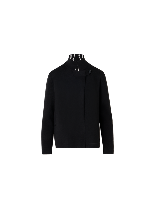 Designer Cashmere Double-Face Knit Cardigan - black
