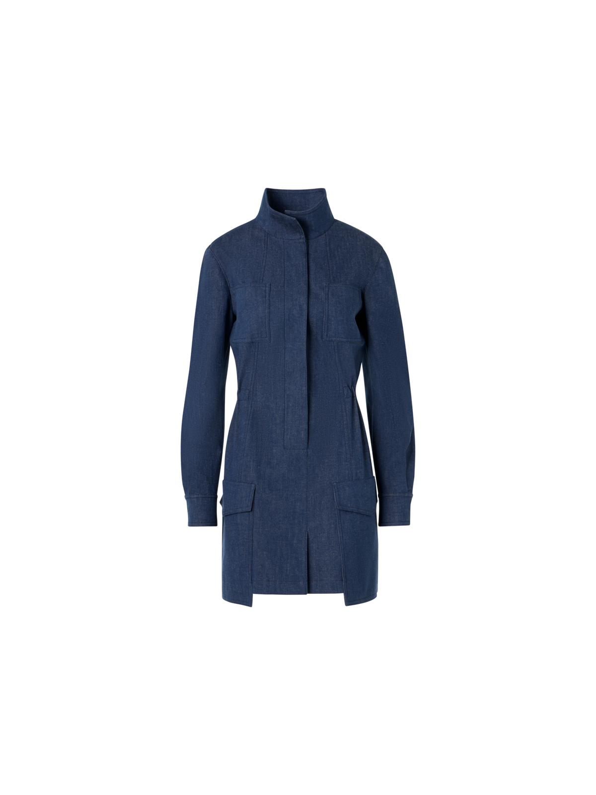 Designer Short Dress in Sea Island Denim - blue