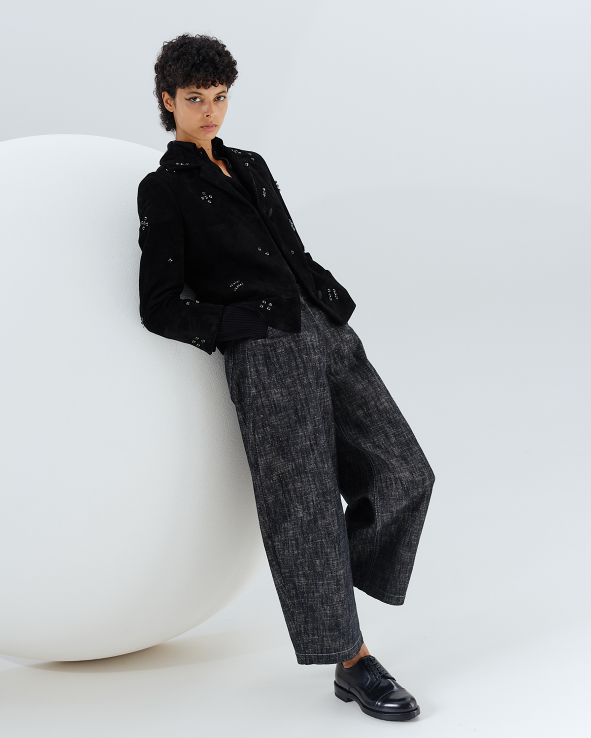 Designer Farrow Pants in Washed Heavyweight Cotton Denim - black #editorial