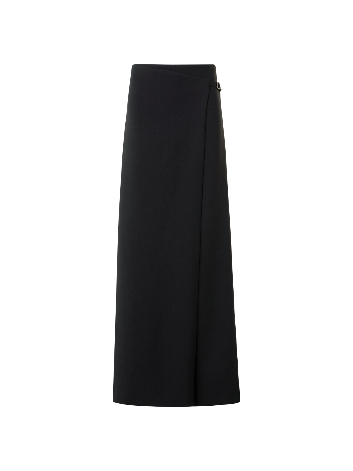 Designer Straight Wool Double-Face Pants with Apron Wrap - black - neutral