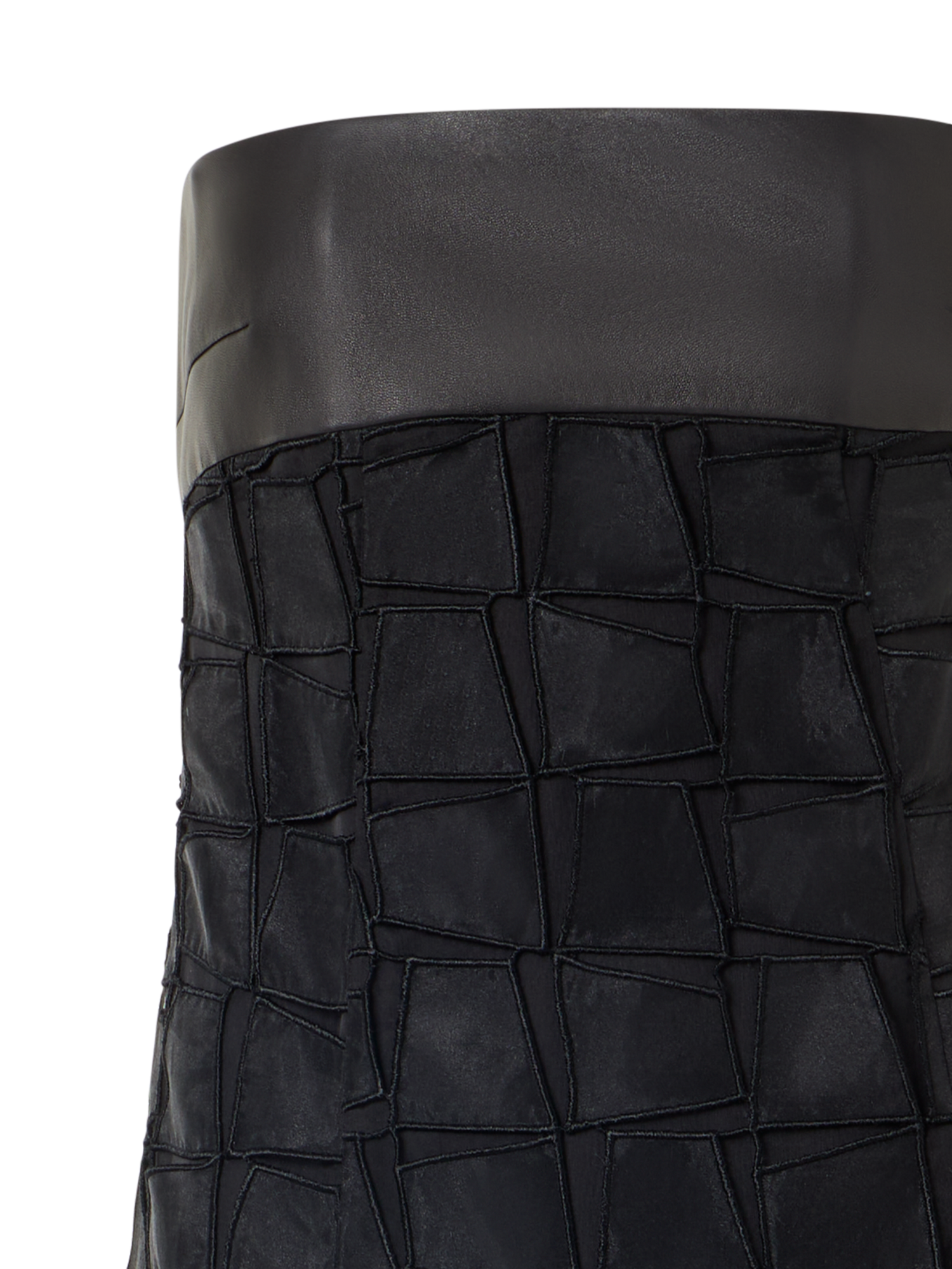 Designer Organza Trapezoid Embroidery Strapless Gown - black