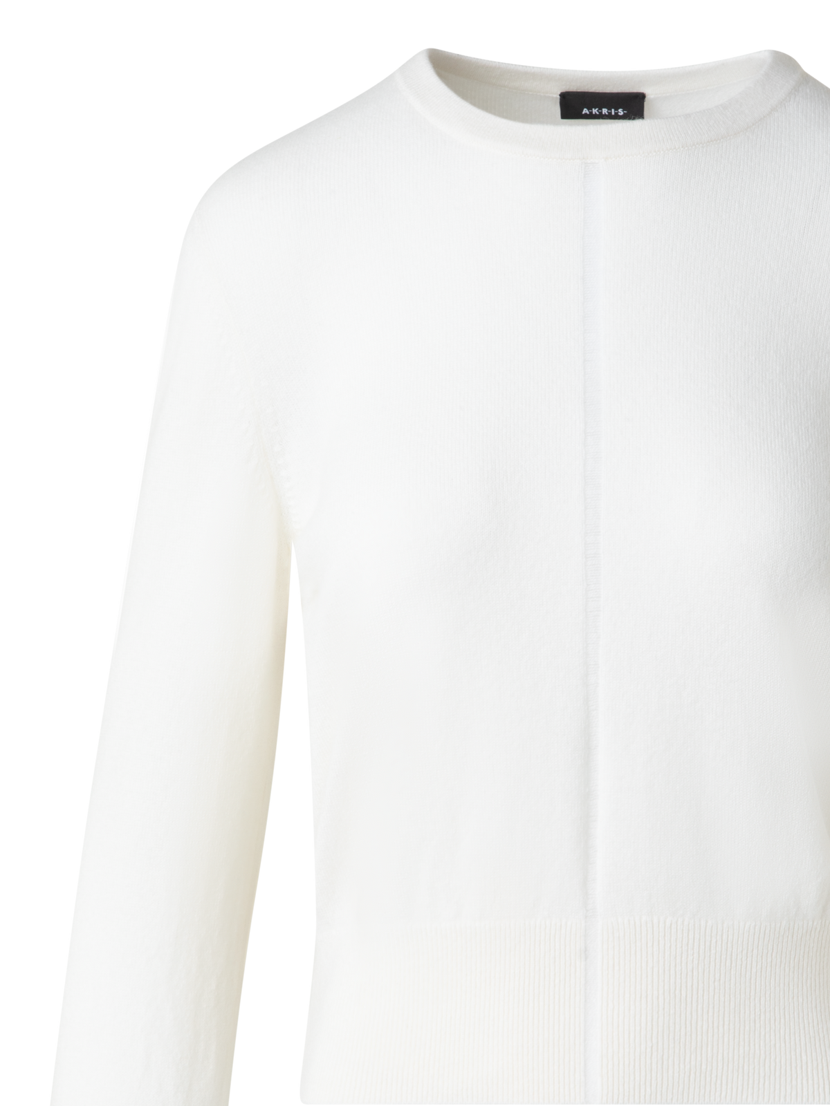 Designer Cashmere Sweater with Fine Sheer Stripe - ecru - white