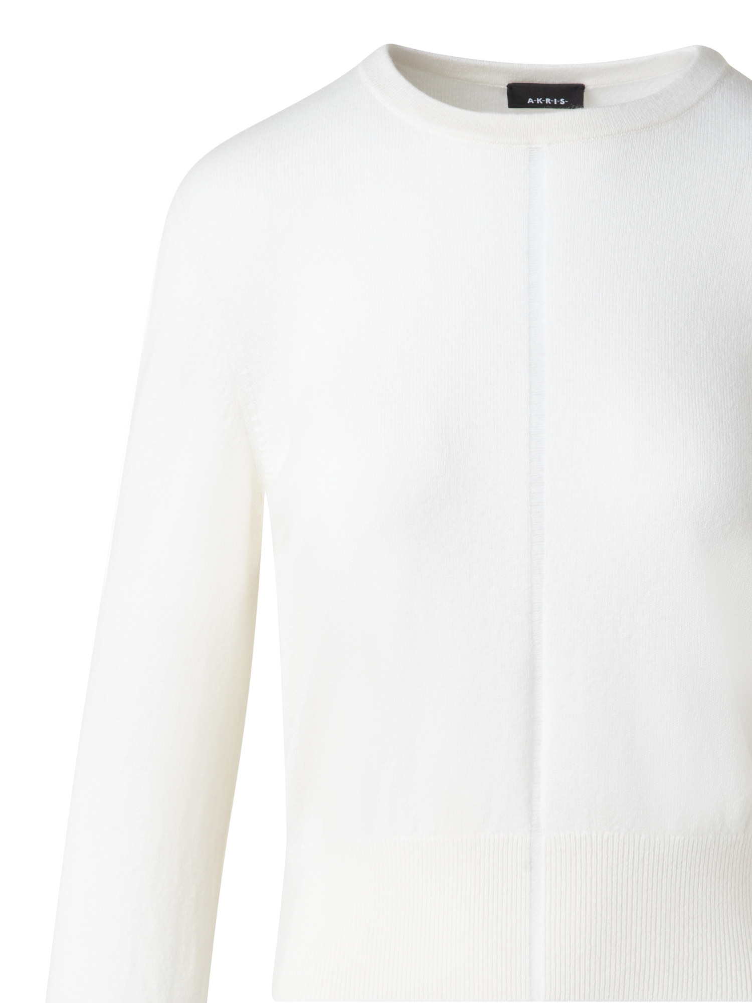 Designer Cashmere Sweater with Fine Sheer Stripe - ecru - white