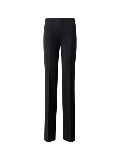 Designer Straight Wool Double-Face Pants - black