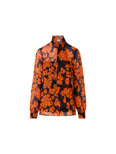 Designer Long-Sleeve Papercut Flower Blouse - multicolor