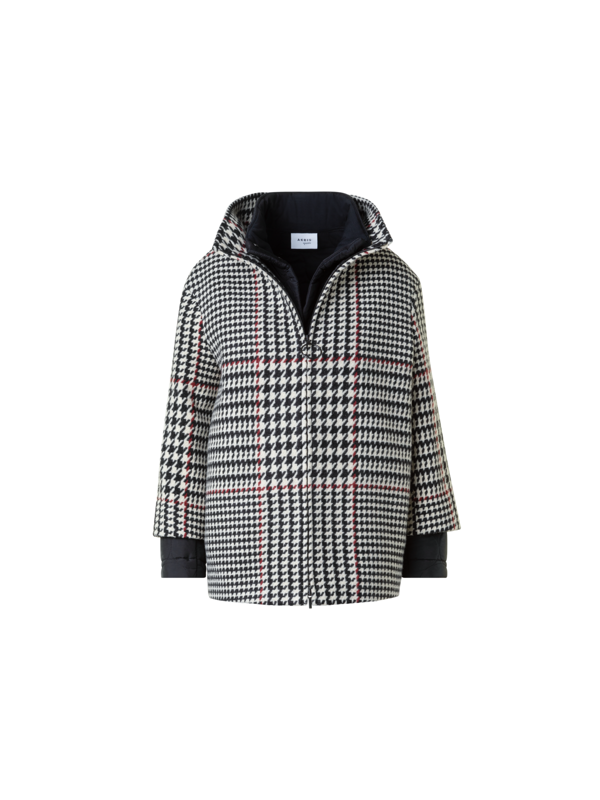 Designer Two-in-One Glencheck Car Coat with Liner - black - multicolor