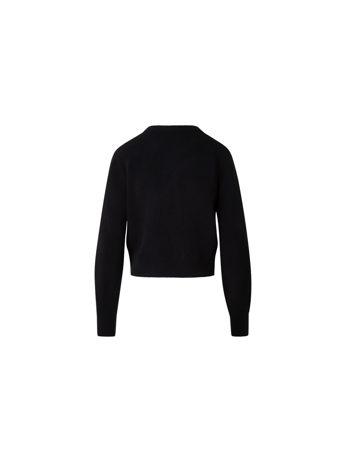 Designer Ribbed Cashmere Cardigan with Gold Buttons - black