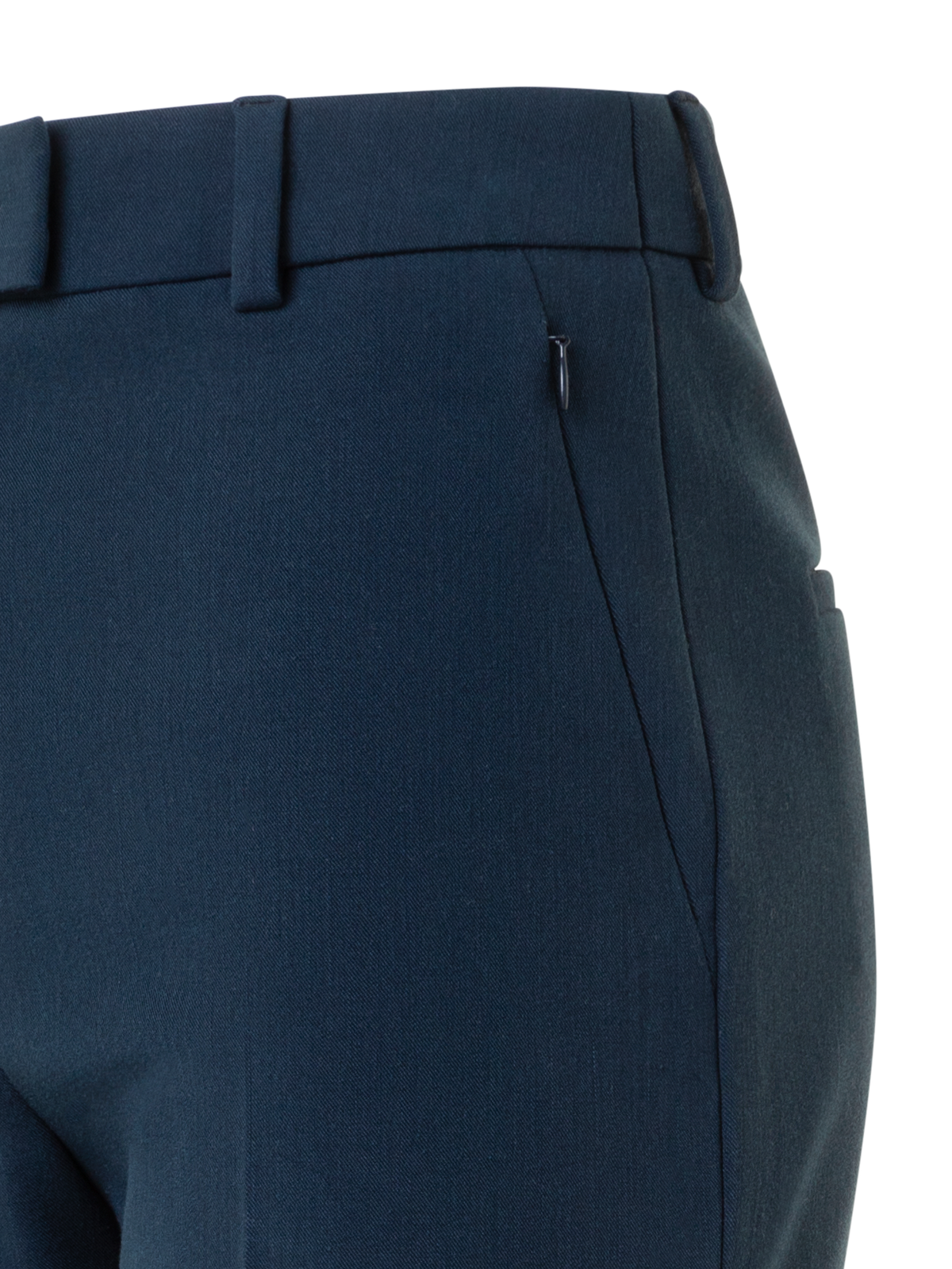 Designer Cropped Straight Stretch Lyocell Wool Pants - neutral - navy - blue