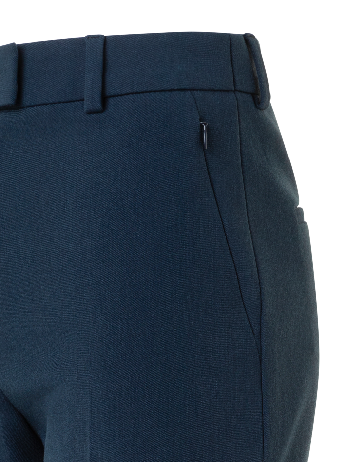 Designer Cropped Straight Stretch Lyocell Wool Pants - neutral - navy - blue