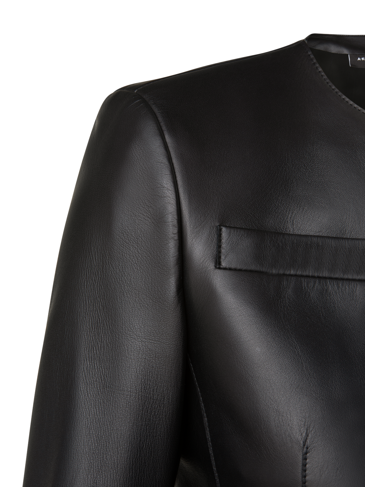 Designer Cropped Leather Jacket - black