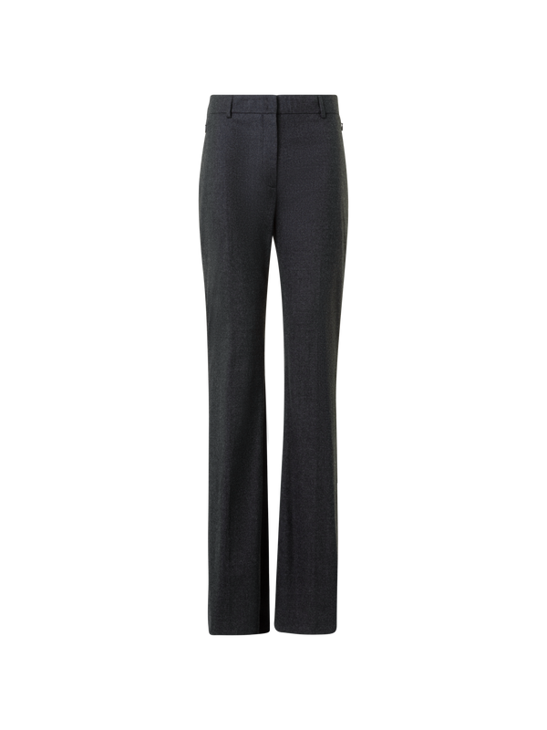 Designer Cuffed Tapered Flannel Pants - grey