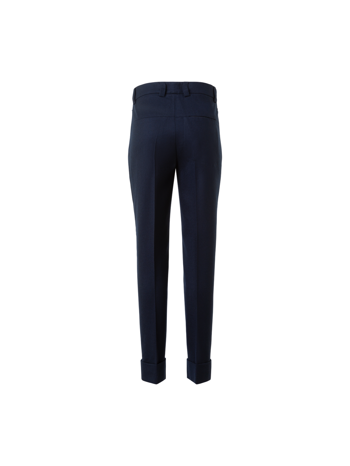 Designer Cropped Tapered Stretch Wool Flannel Pants - neutral - navy - blue