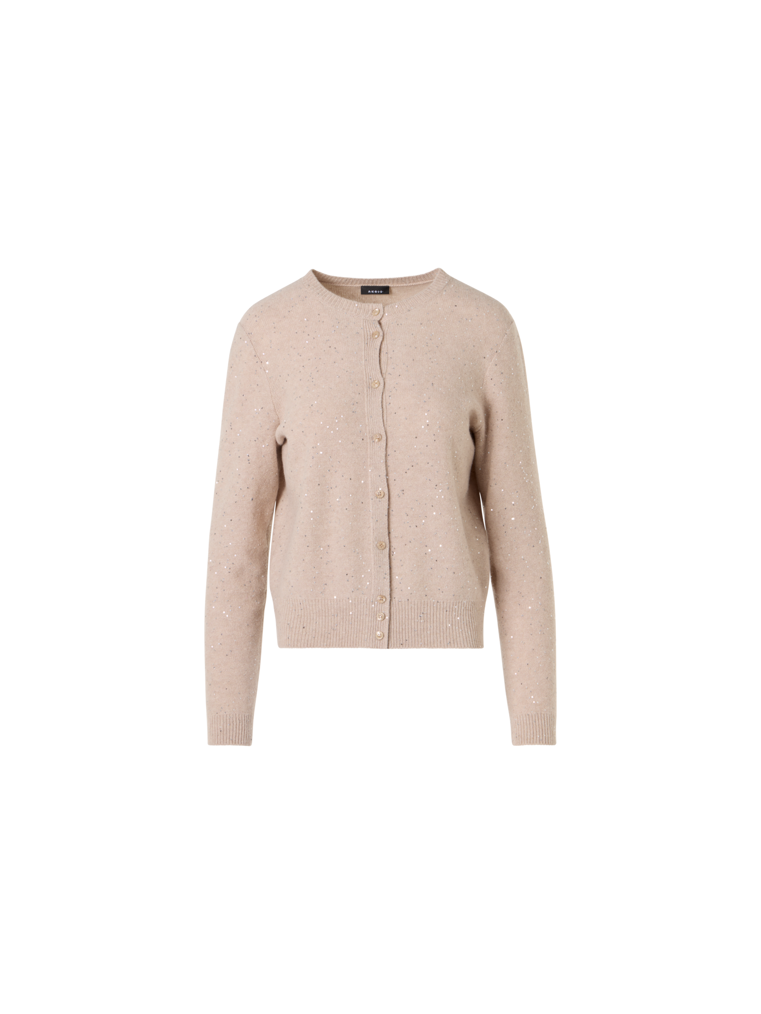 Designer Long-Sleeve Wool-Cashmere Knit Cardigan - beige