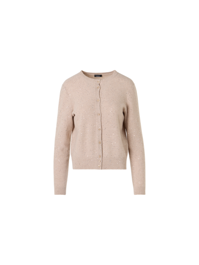 Designer Long-Sleeve Wool-Cashmere Knit Cardigan - beige
