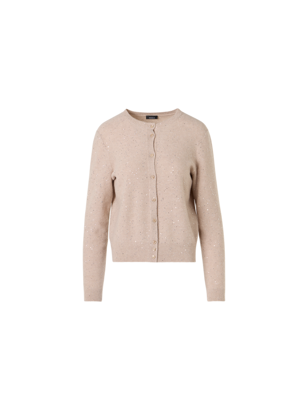 Designer Long-Sleeve Wool-Cashmere Knit Cardigan - beige