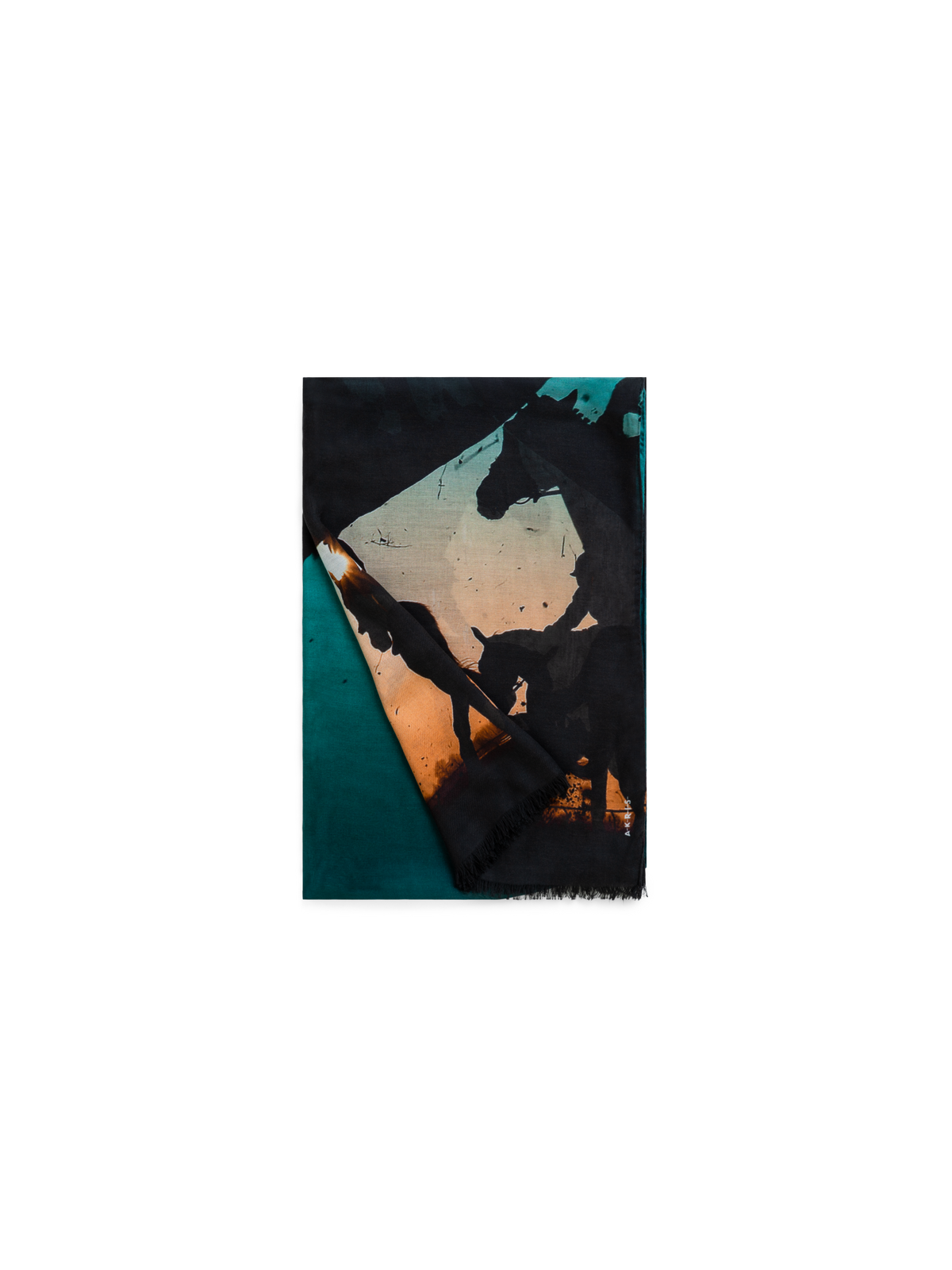 Designer Scarf Cashmere Silk Turf Print - multicolor