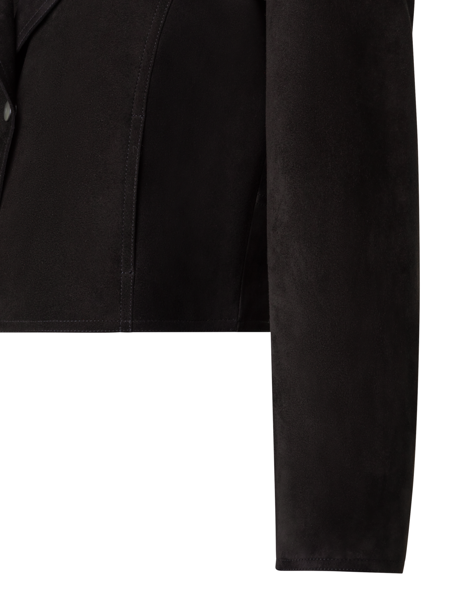 Designer Short Suede Moto Style Leather Jacket - black