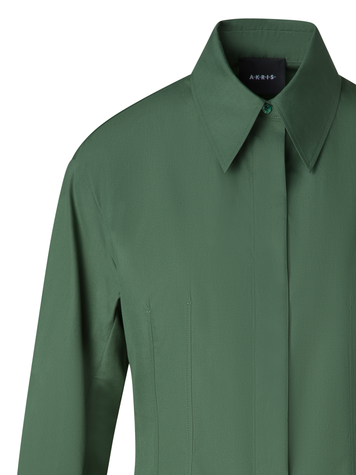 Designer Fitted Cotton Shirt Dress - green