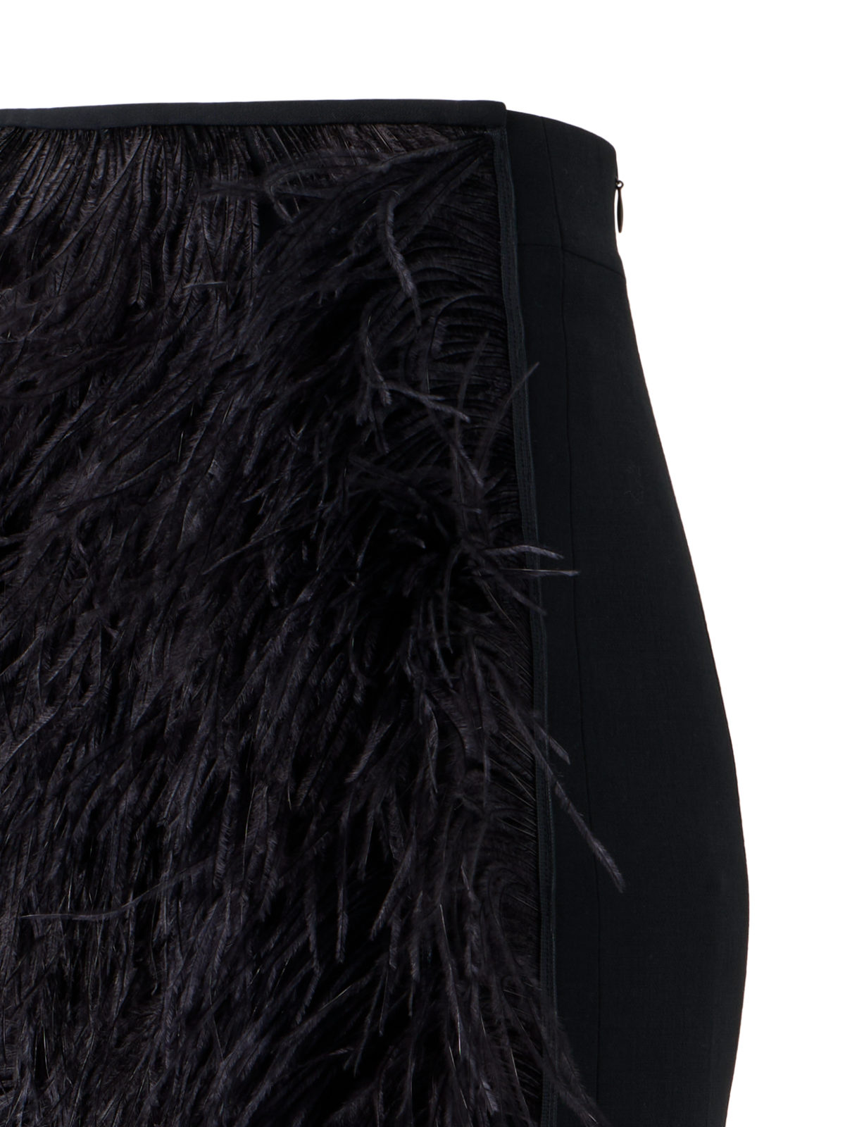Designer Wool Double-Face Feathered Pencil Skirt - black - neutral