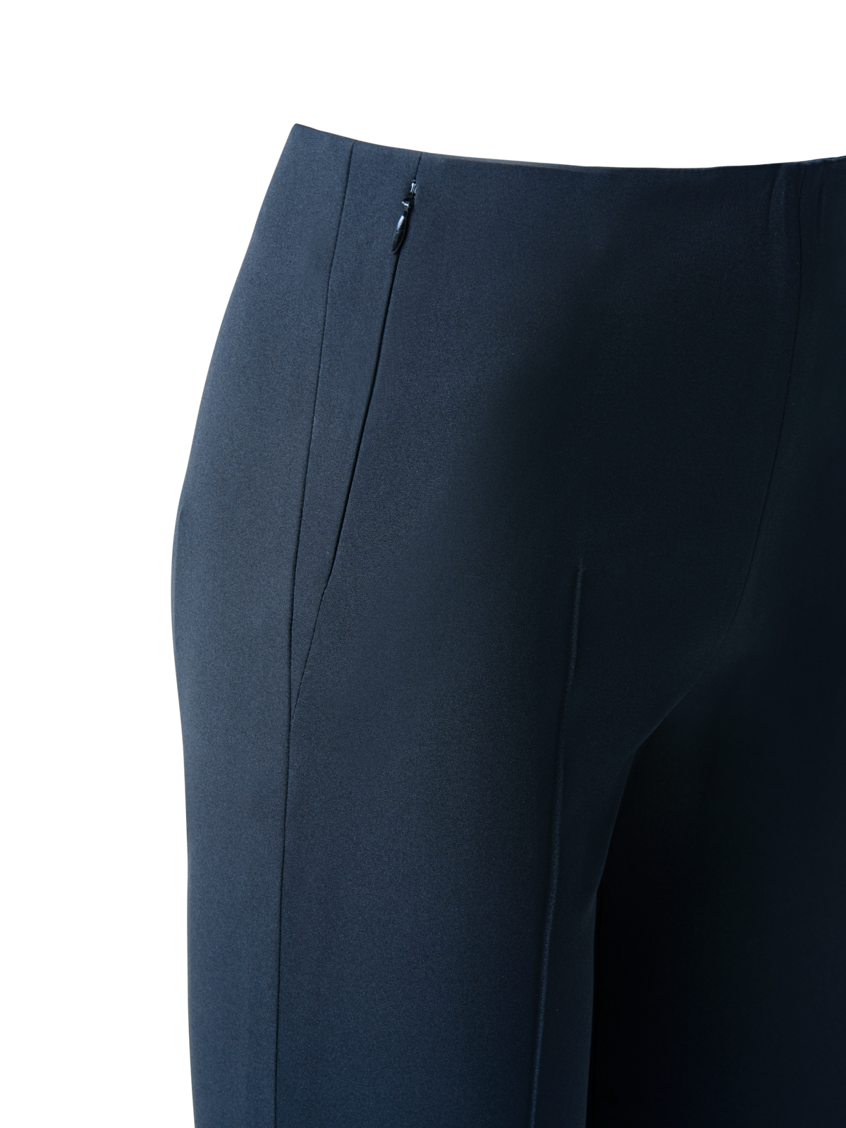 Designer Slim Silk Stretch Crêpe Pants - navy - blue