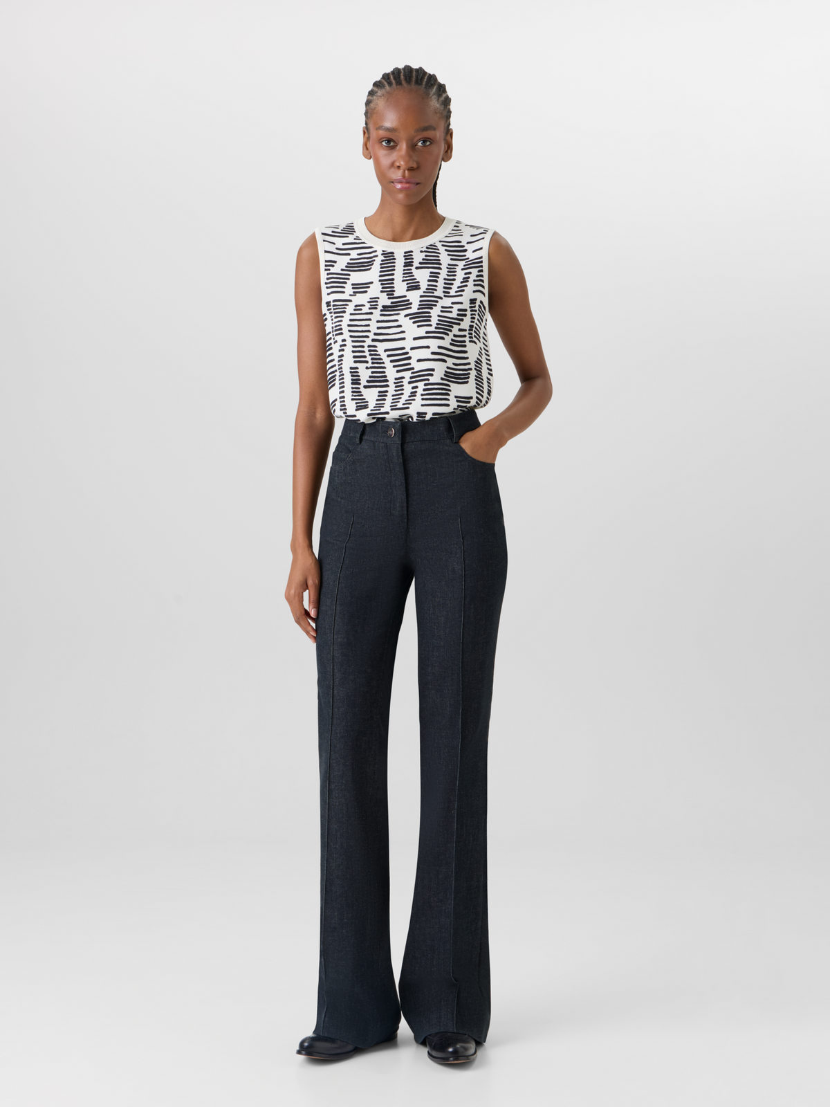 Designer Sleeveless Dance Movement Knit Top - ecru #editorial