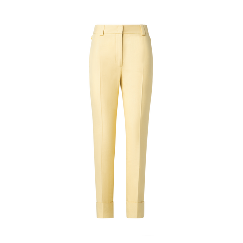 Cropped Tapered Cotton Silk Double-Face Pants