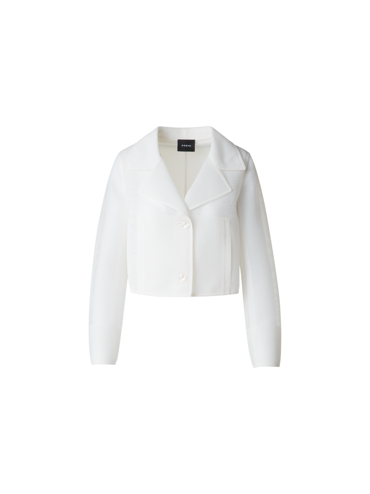 Designer Cropped Jacket in Sheer Techno-Grid - neutral - white