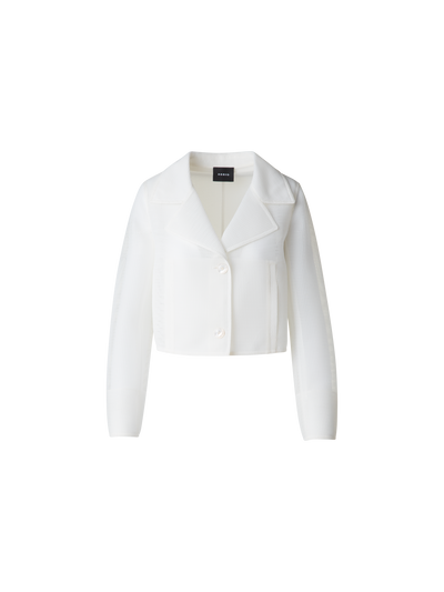 Designer Cropped Jacket in Sheer Techno-Grid - neutral - white