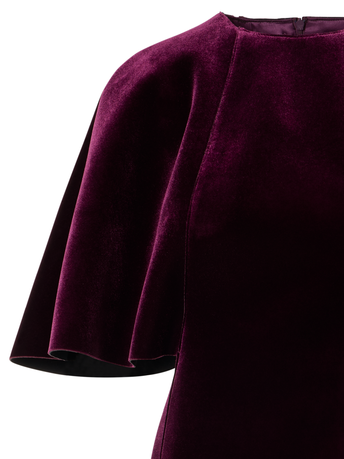 Designer Velvet Neoprene Midi Dress with Cape Sleeves - red