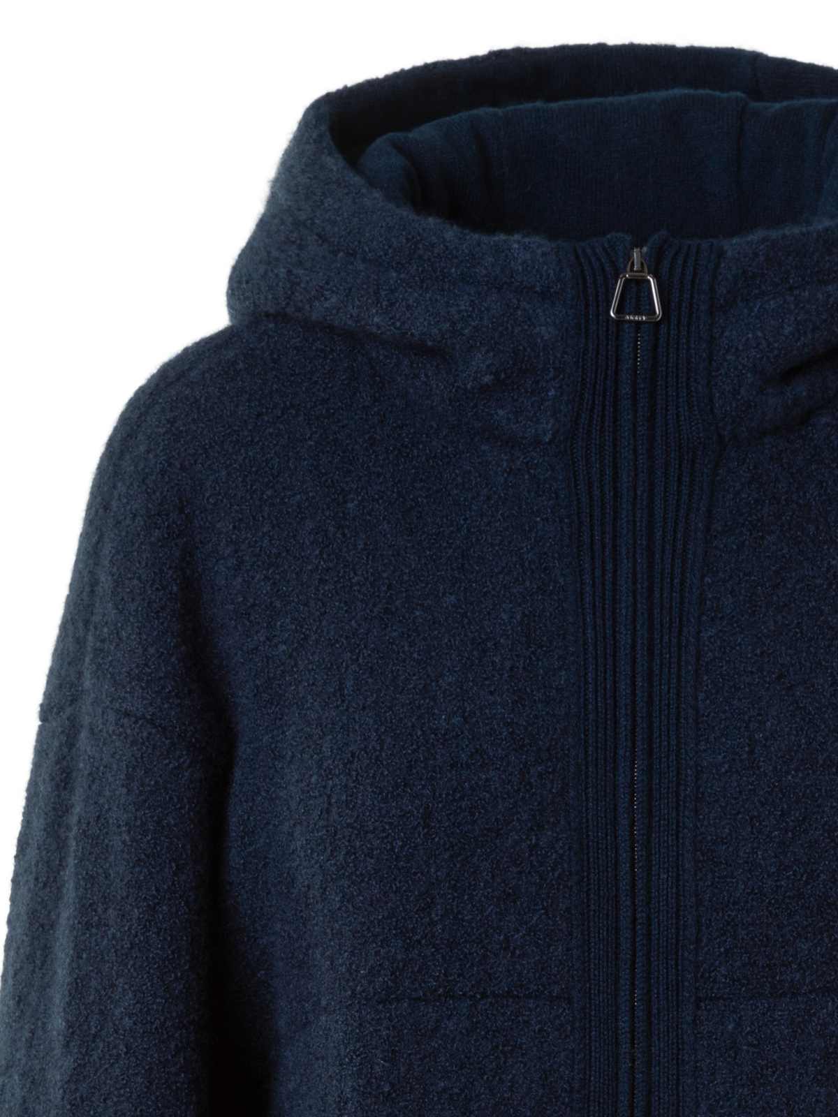 Designer Ultra-Soft Cashmere Silk Bouclé Zip Hoodie - neutral - navy - blue